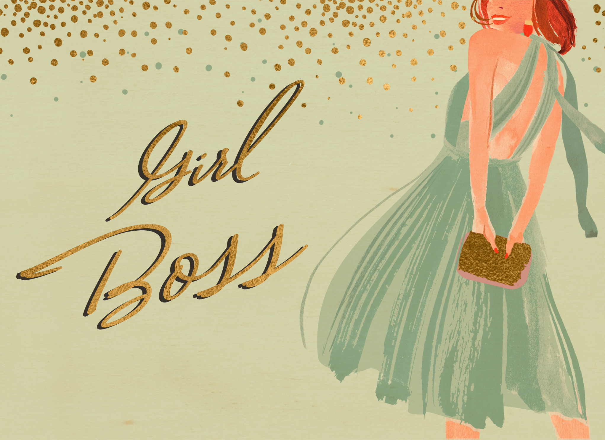 Nieuwe Baan Houten Kaart Girl Boss Hallmark