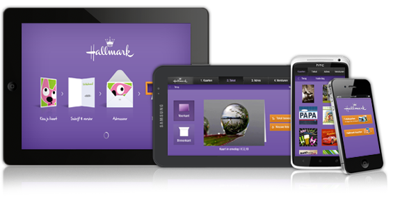 Verschillende devices voor de Hallmark-app
