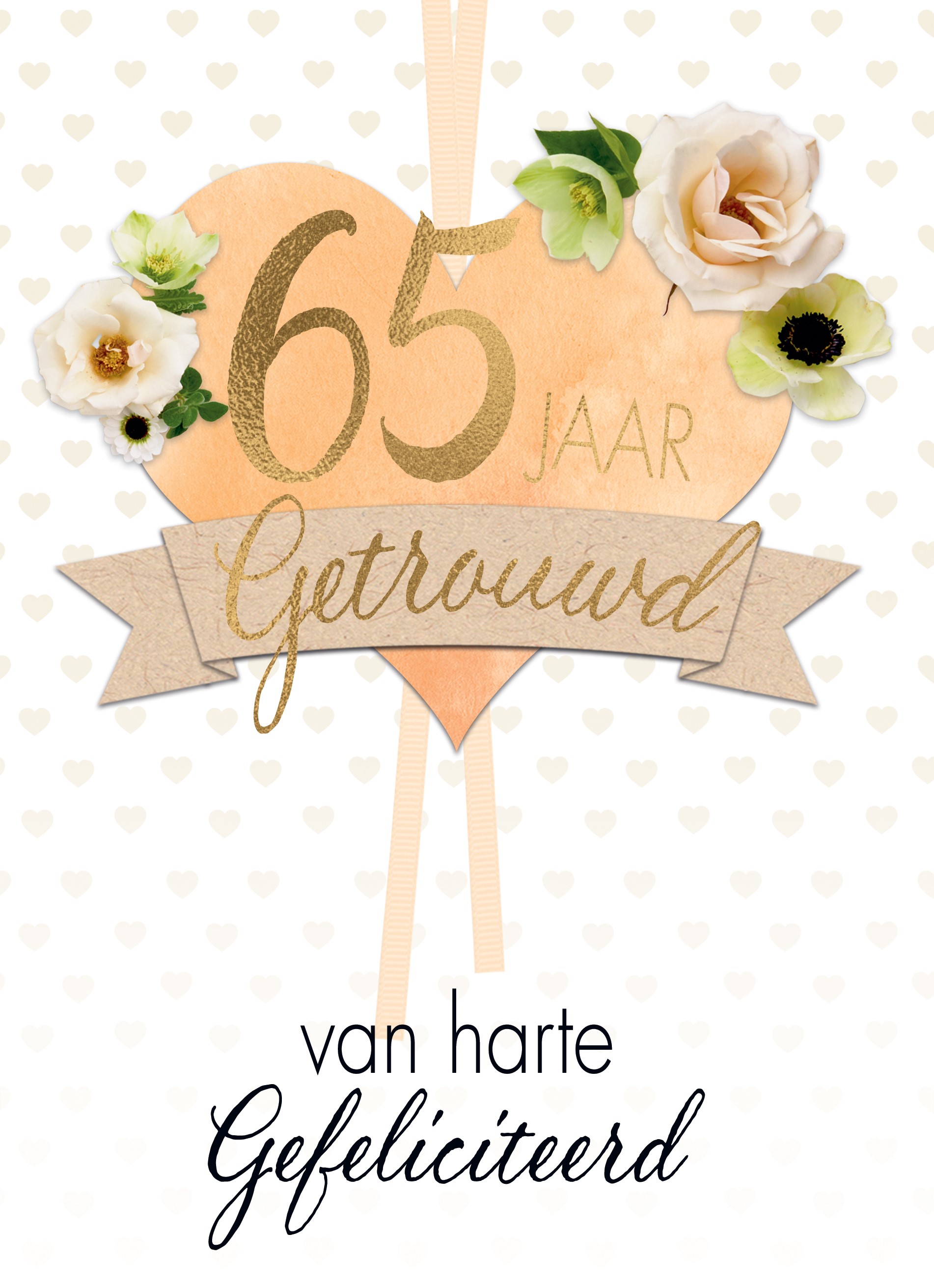 Kust Bedreven meest Huwelijkskaart 65 jaar getrouwd hart bloemen | Hallmark