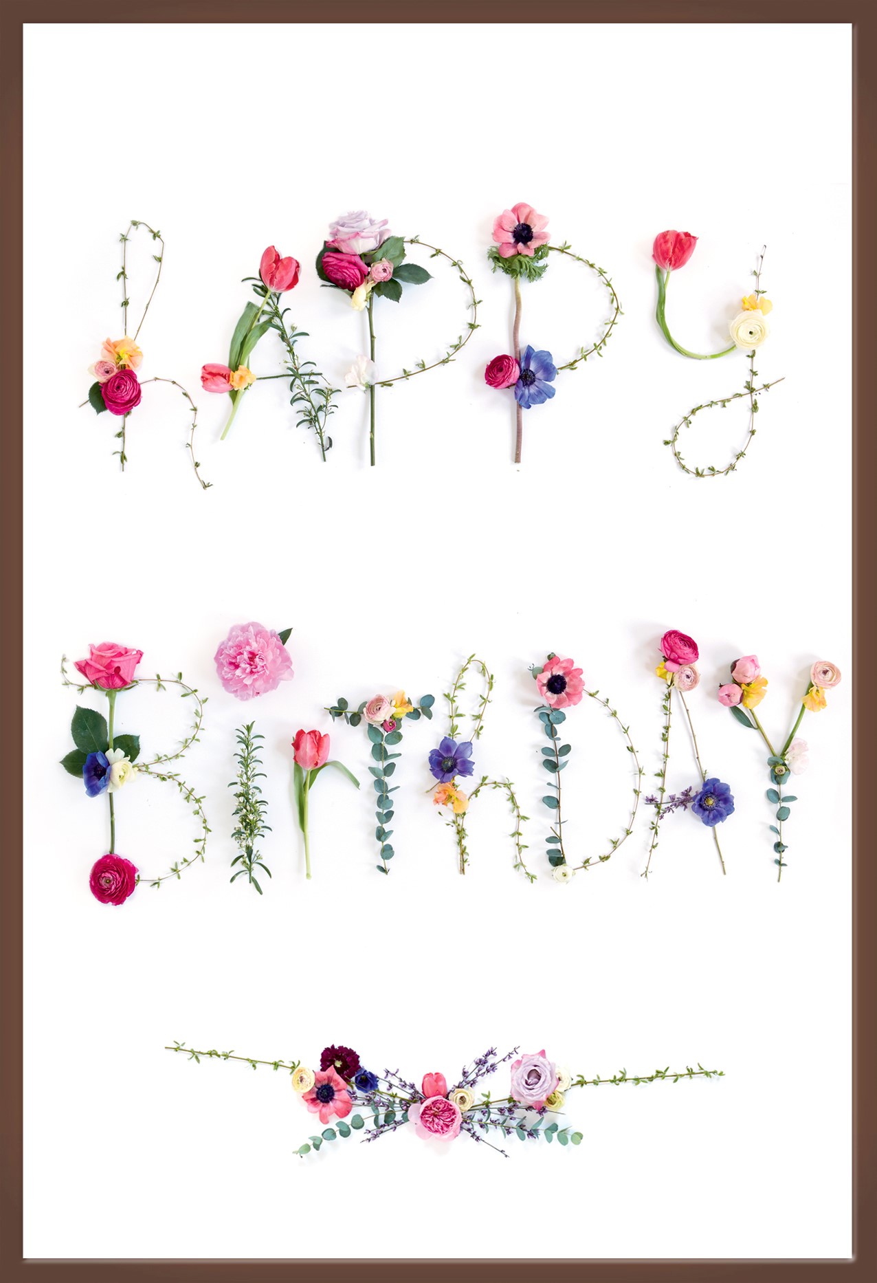 papier Proficiat baden Chocoladekaart Vrouw Happy Birthday bloemen letters | Hallmark