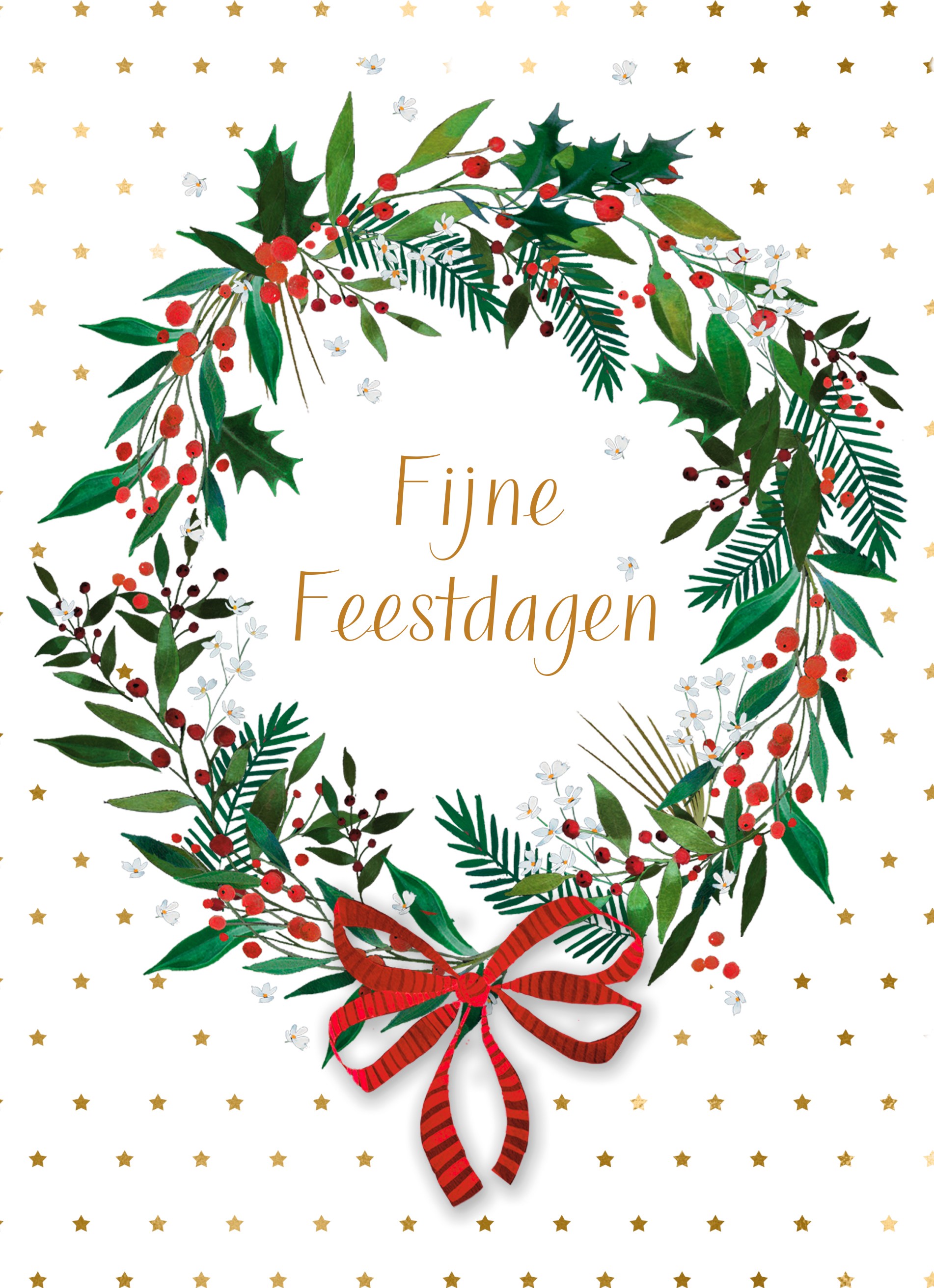 Kerstkaart Klassiek Kerstkrans Fijne Feestdagen Hallmark